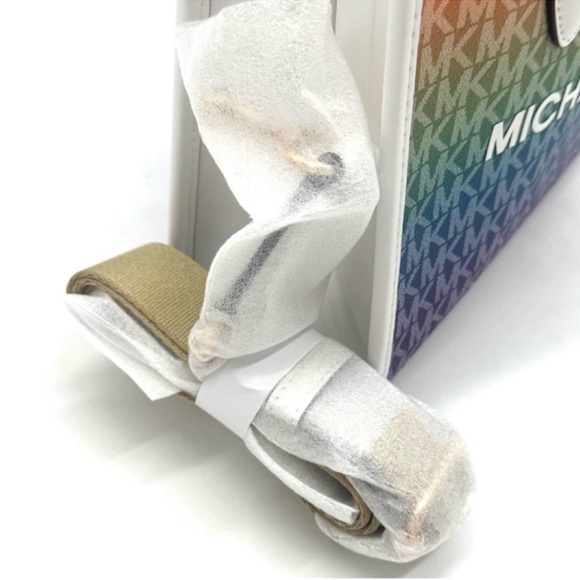 Michael Kors Mirella Small Rainbow Signature Logo Xbody Tote Bag Rainbow